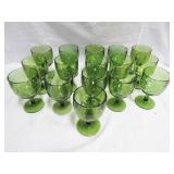 16 pcs Green Stemware Glasses