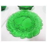 Green Glass Vase, Plates & Bowls
