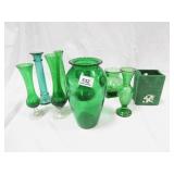 Green Glass Vases (9)