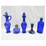 Misc. Blue Glassware - Cruets, Plates, Bowls