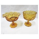 Amber Glass Stemmed Bowls & Salt/Pepper Shakers