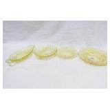 Yellow Glass Fruit Pattern Plates, Bowl, Serving