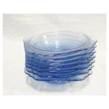 Blue Patterned Glass Dish Set