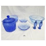 Blue Bowls, Jar w/Lid, Salt/Pepper Shaker