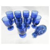 9 Blue Stemware Glasses