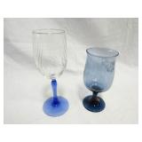 15 Blue Wine Glasses, 7 Water Glasses