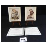 Hummel Plates w/Easels COA