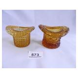 Amber Top Hat Toothpick Holders (2)