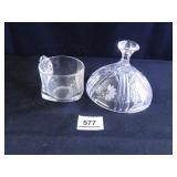 Glass Punch Cup Glass Lid w/etching