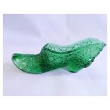 Green Patterned Glass Slipper