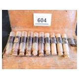 Leather pouch w/10 small vials