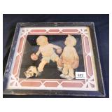 Babies Boxing Cut-Outs Framed