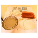 Last Supper Amber Tray; Cat Trivets