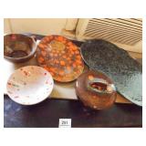 Ceramic/Pottery Trays, Bowls (5) - Marked