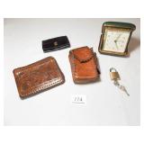 Travel Clock, Billfold, Padlock