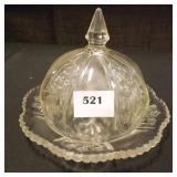 Vintage Domed Butter Dish, floral design
