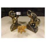 Elephant Bookends-metal, wood elephant