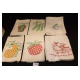 6 Kitchen Towels, Embroidered