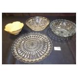 Glass bowls-2, Glass Tray, Bowl w/brown trim