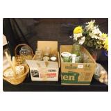 Vases - 13, jars - 16, baskets - 3, silk flowers