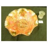 Carnival Glass Bowl w/rose design