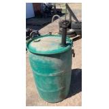 Green plastic drum with pump