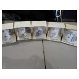 Rose China mugs (4) rosebud (1) blackrose