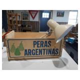 Wooden crate and lamp