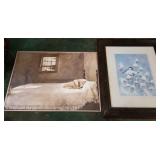 Dog print and chickadee print