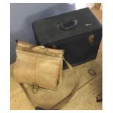 Record box and leather bag Record box and leather bag