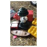 Coleman lantern, egg holders, cards and cribbage Coleman lantern, egg holders, cards and cribbage