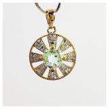 Blue Topaz Stone Gold Plated over Sterling Pendant