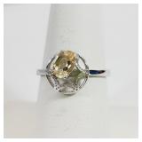 Citrine Ring Size 7 3/4 Stamped 925