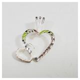 Silver Etched Heart Pendant Stamped 925