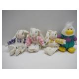 Small Rabbits and a Duck Stuffies