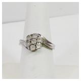Diamond Cluster Ring Size 7 Stamped 925
