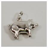 Pig Pendant or Charm Stamped 925