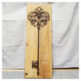 Wall Art Metal Key on Wood 12 x 24'