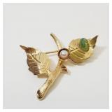 Vintage Brooch with Jade Stone