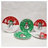4 Christmas Plates 7.5' in 2 Patterns in Round Box