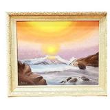 Vintage Seascape Scene Signed Ailene 20 x 24'