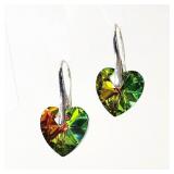 Iridescent Crystal Heart Earrings