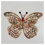 Large Crysal Butterfly Brooch
