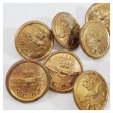WWII  Royal Canadian Air Force Brass Button Lot