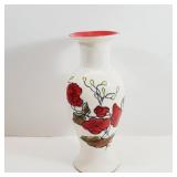 VASE Hand-Painted Red Poppy Flowers 10'