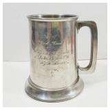 Pewter Beer Stein with Glass Bottom Dedicated