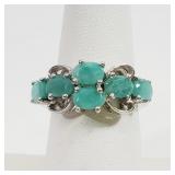 Sterling Silver Emerald Ring Size 7