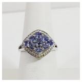 Tanzanite Sterling Silver Ring Sie 7.5  Stampd 925
