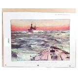 Print British Light Cruiser Full Speed North Sea