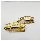 Brass Shoulder Titles Camerons Ottawa With Pins